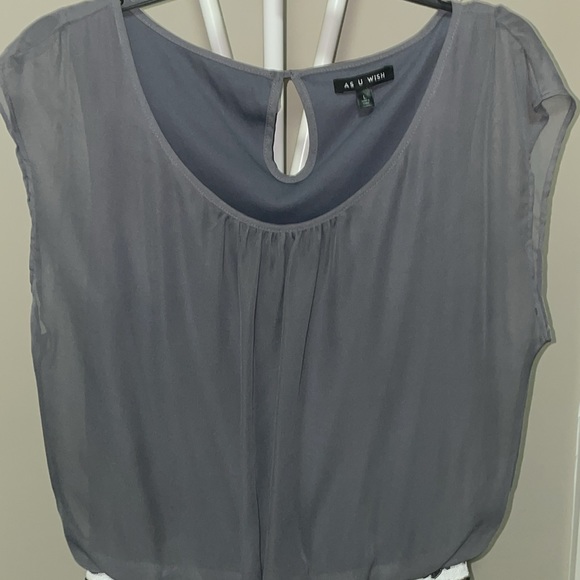 Sequin pattern skirt, with gray sleeveless soft top attacked! One piece! - Picture 2 of 5